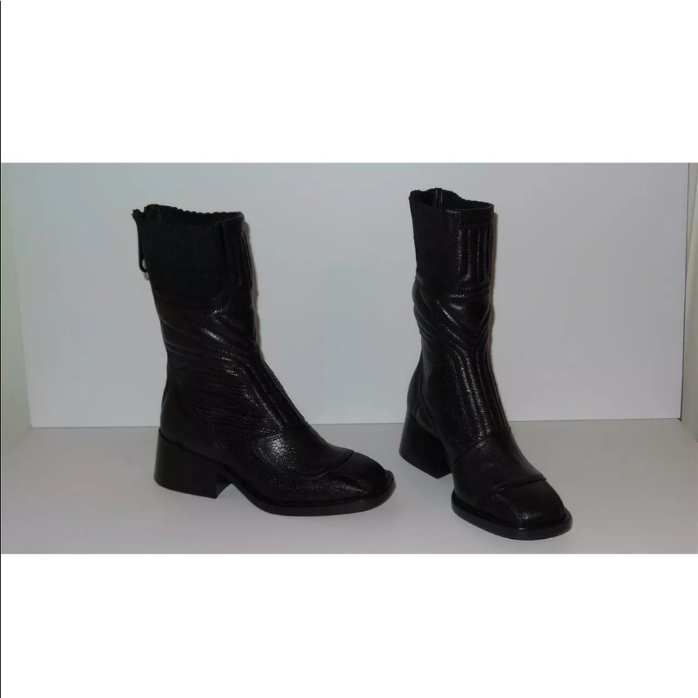 CHLOE BELL CONTRAST PANEL LEATHER BOOTS SIZE 36